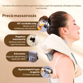   4D Váll- és Nyakmasszírozó Párna Rugalmas Masszázsfejjel, Többféle Viselési Móddal