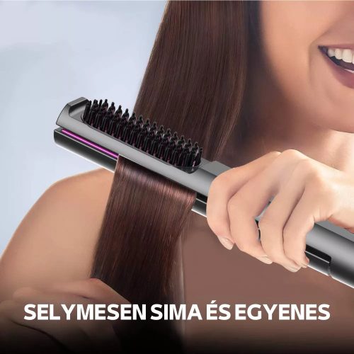 3 az 1-ben Hajvasaló, Hajformázó és Egyenesítő Fésű Állítható Hőmérséklettel, Száraz és Nedves Hajra - Szürke-Lila