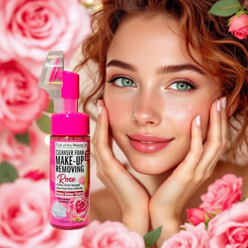 Rózsás Sminkeltávolító Arclemosó Mélytisztító  - 150 ML Szilikon Fejjel