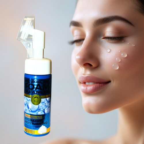 Hialuronsav tápláló és tisztító arclemosó hab Szilikon kefével 150 ML