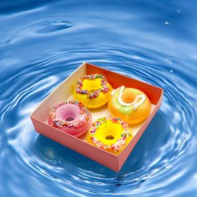   4 db Fánk formájú fürdőbomba, Ajándék fürdőbombák nőknek,Ajándékdobozzal