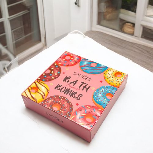 4 db Fánk formájú fürdőbomba, Ajándék fürdőbombák nőknek,Ajándékdobozzal