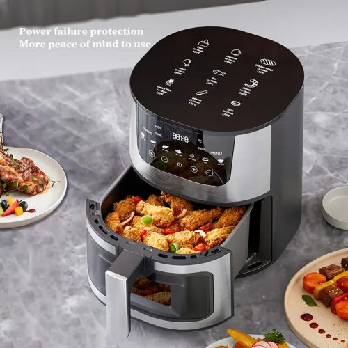 6 Literes Forrólevegős Sütő Betekintő Ablakkos Airfryer 2400W