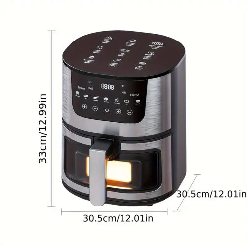 6 Literes Forrólevegős Sütő Betekintő Ablakkos Airfryer 2400W