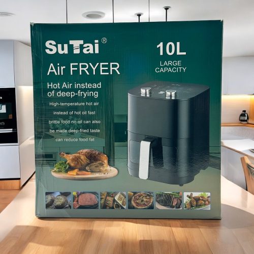 10 Literes Forrólevegős Sütő Airfryer Betekintő Ablakkos Fekete