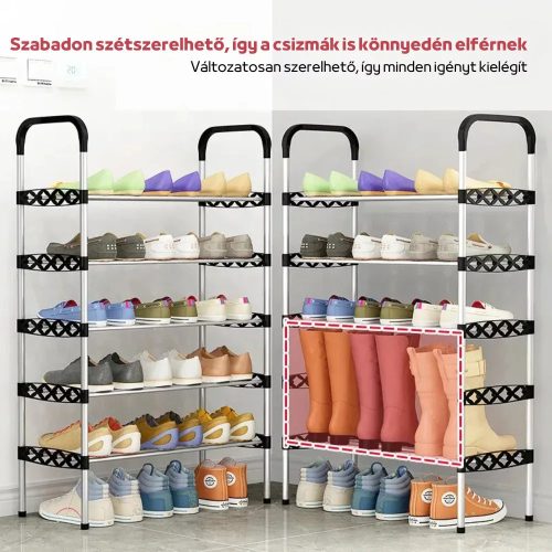 Cipőtároló Polc, Acél Csövekkel,5 szintes, Helytakarékos Kialakítással