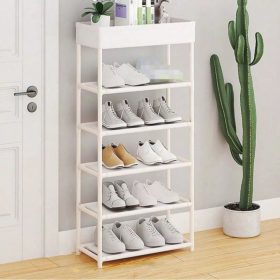   5 szintes Cipőspolc Tárolókosárral, Vízálló Anyagból, Helytakarékos Kidolgozással - Fehér