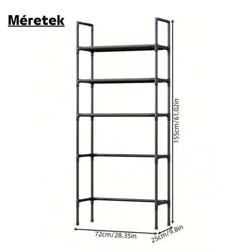 Mosógép Feletti Polc Stabil, Acél Csövekkel, Többszintes Tárolással, Erős Teherbíró Képességgel - Fekete
