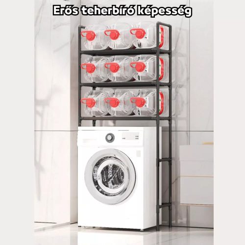 Mosógép Feletti Polc Stabil, Acél Csövekkel, Többszintes Tárolással, Erős Teherbíró Képességgel - Fekete