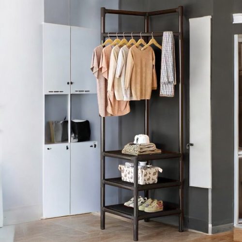 Saroki Polc, Ruhatároló Stabil Acél Csövekkel, Többszintes Tárolással - Fekete