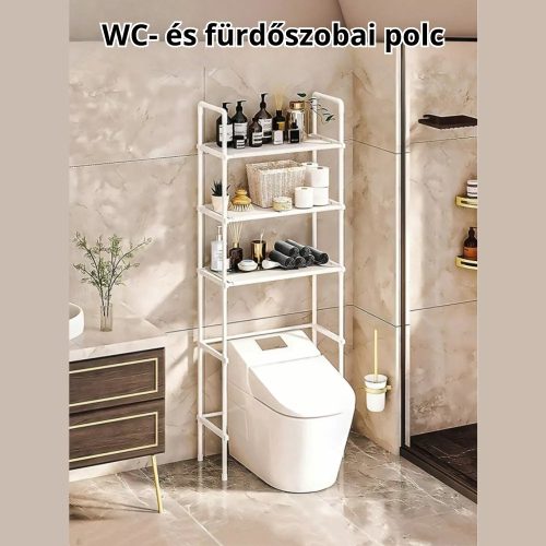 WC- és Fürdőszobai Polc Stabil Szerkezettel, Nagy Kapacitással, Csúszásmentes Lábakkal - Fehér