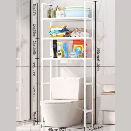 WC- és Fürdőszobai Polc Stabil Szerkezettel, Nagy Kapacitással, Csúszásmentes Lábakkal - Fehér