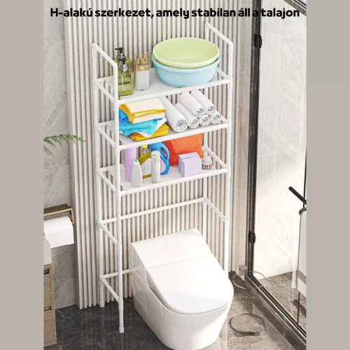 WC- és Fürdőszobai Polc Stabil Szerkezettel, Nagy Kapacitással, Csúszásmentes Lábakkal - Fehér