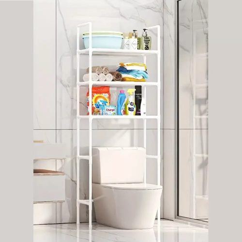 WC- és Fürdőszobai Polc Stabil Szerkezettel, Nagy Kapacitással, Csúszásmentes Lábakkal - Fehér